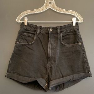 Zara Black High Waist Mom Fit Jean Shorts
